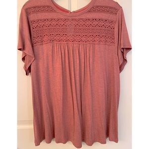 Peach & gray heather top